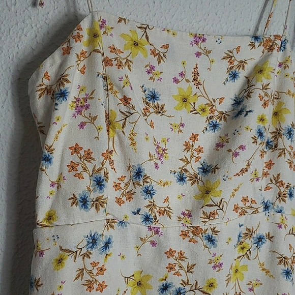 Old Navy Floral Spaghetti Strap Dress Pockets Linen Sustainable Flirty Feminine - Picture 5 of 15